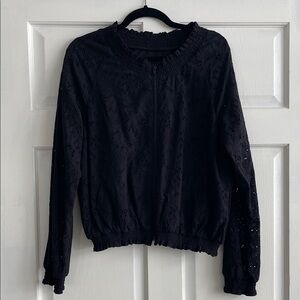 Sanctuary Elegant Black Eyelet Blouse